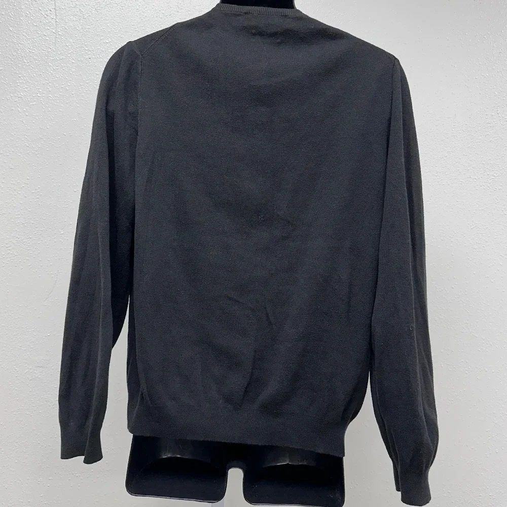 Polo Ralph Lauren Pima Cotton‎ V-Neck Sweater Purple Logo Black L
